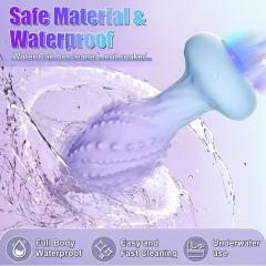 10-Mode Blue & Purple Rotating & Vibrating Anal Plug – Light-Up Petal Tip, Waterproof Rechargeable Silicone, Remote Controlled