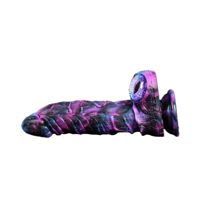 Customizable 8.67 inch Monster-Inspired Fantasy Dildo with Dual-Eyed Base – Blue & Purple Silicone Design