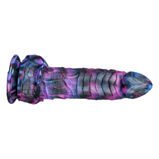 8.67 inch Monster-Inspired Fantasy Dildo with Dual-Eyed Base – Blue & Purple Silicone Design