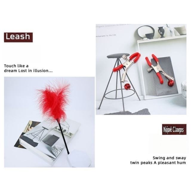 11-Piece Wine Red BDSM Bondage Set with Organizer Pouch
