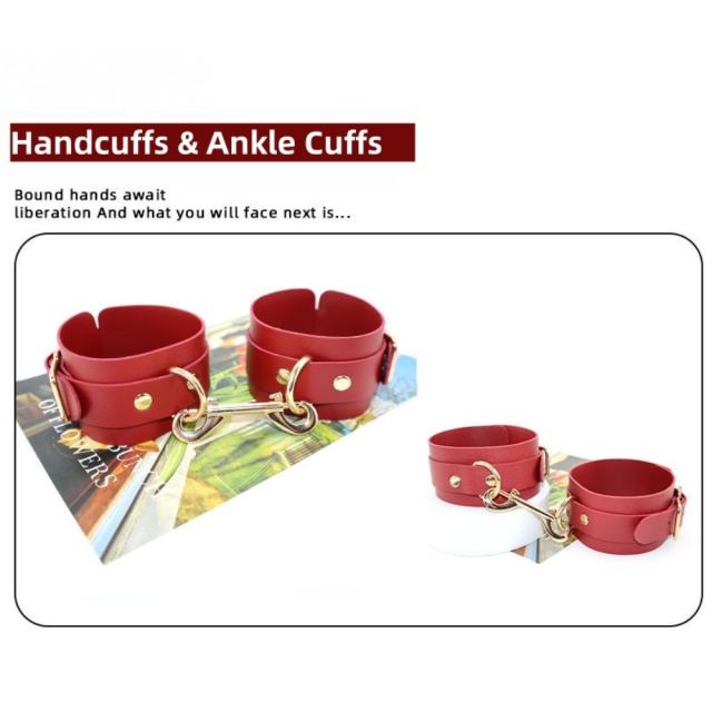 11-Piece Wine Red BDSM Bondage Set with Organizer Pouch