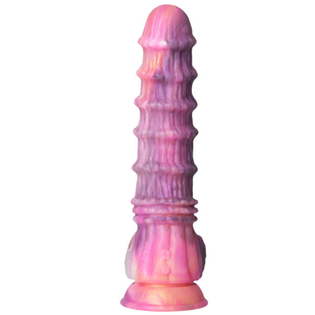11 Inch 8-Mode Multicolor Extra-Large Multicolor Remote-Controlled Vibrating Silicone Dildo with Beaded Design and Strong Suction Cup