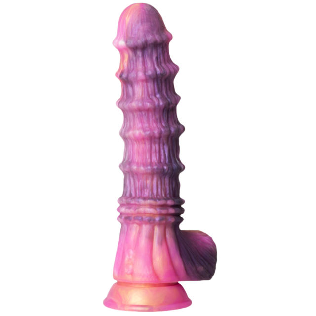 11 Inch 8-Mode Multicolor Extra-Large Multicolor Remote-Controlled Vibrating Silicone Dildo with Beaded Design and Strong Suction Cup
