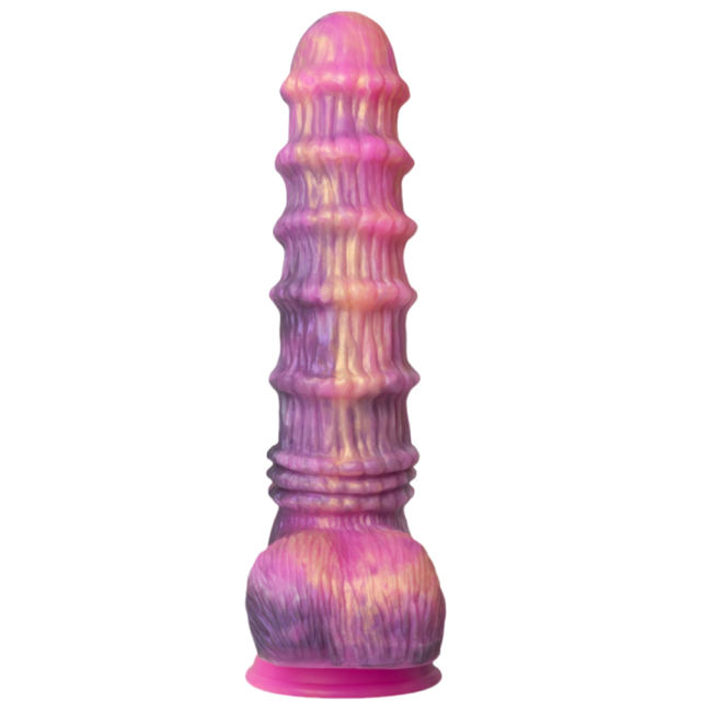 11 Inch 8-Mode Multicolor Extra-Large Multicolor Remote-Controlled Vibrating Silicone Dildo with Beaded Design and Strong Suction Cup