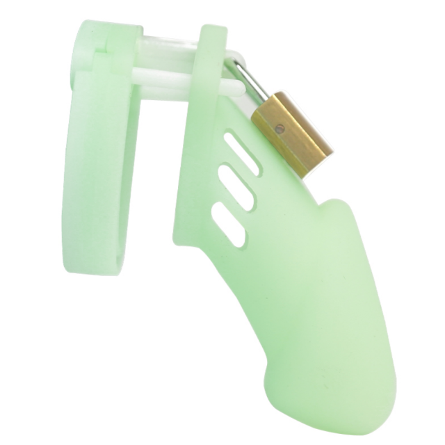 4.33' Glow-in-the-Dark Green Waterproof Silicone Male Chastity Cage with Locks