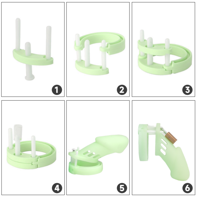 4.33' Glow-in-the-Dark Green Waterproof Silicone Male Chastity Cage with Locks