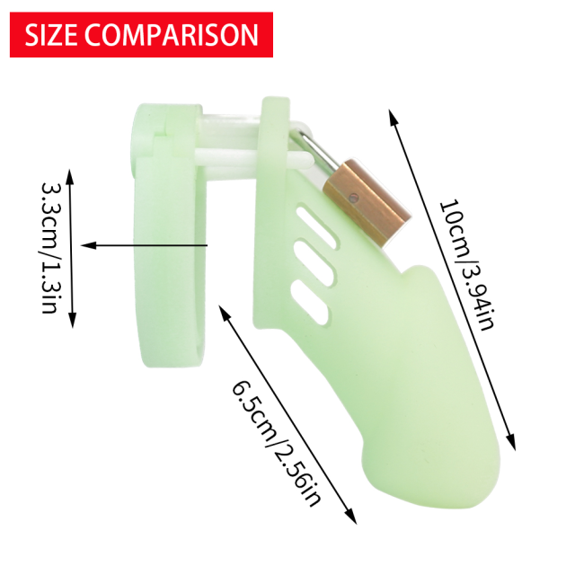 4.33' Glow-in-the-Dark Green Waterproof Silicone Male Chastity Cage with Locks