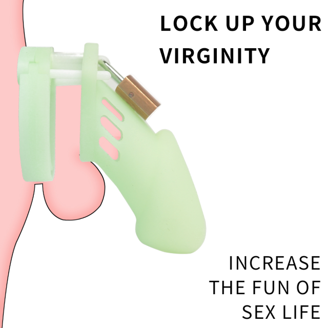 4.33' Glow-in-the-Dark Green Waterproof Silicone Male Chastity Cage with Locks
