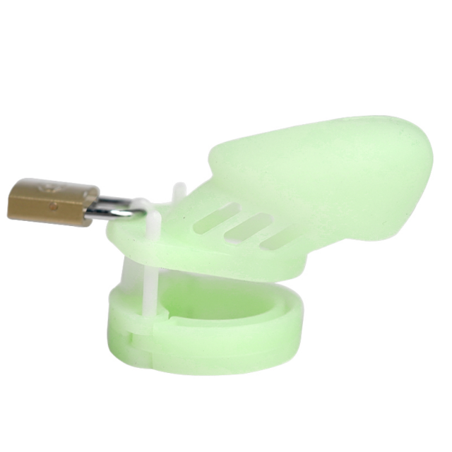 3.55 Inch Glow-in-the-Dark Green Waterproof Silicone Male Chastity Cage with Locks