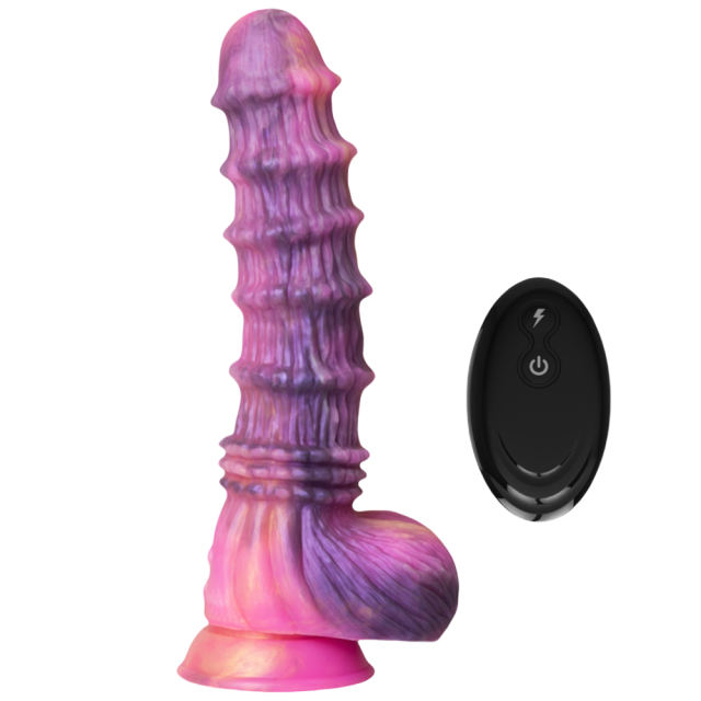 Customizable 11 Inch 8-Mode Multicolor Extra-Large Multicolor Remote-Controlled Vibrating Silicone Dildo with Beaded Design and Strong Suction Cup
