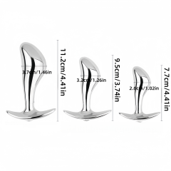 3-Piece Metal Anal Plug Set with Gift Box