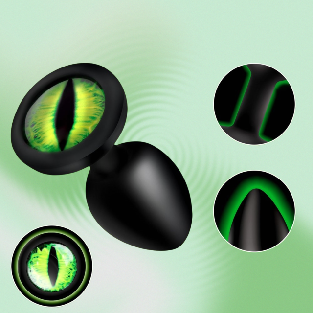 Customizable 2.84 Inch Green Eye Base Waterproof Silicone Butt Plug with Gift Box