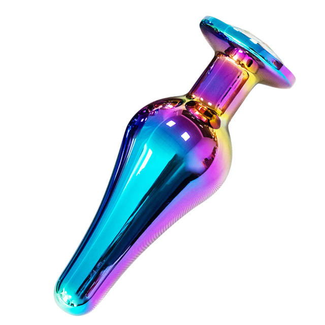 3.70 Inch Rainbow Metal Butt Plug with Gift Box