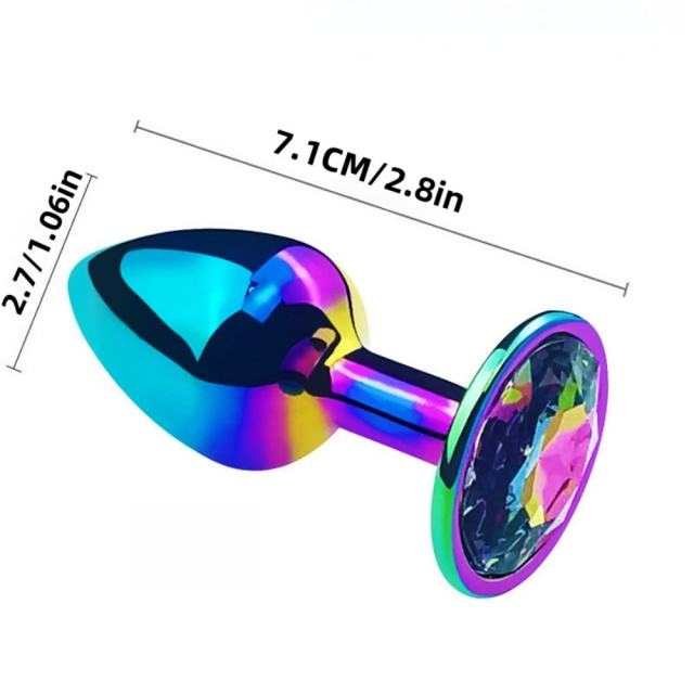 2.76 Inch Rainbow Metal Butt Plug with Gift Box