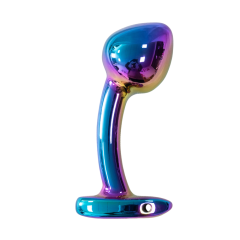 2.92 Inch Rainbow Metal Butt Plug with Curved Design and Gift Box