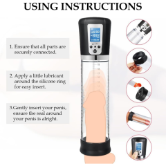 11.62 Inch Rechargeable Electric Penis Pump – 4 Suction Speeds, Waterproof, with 3 Sleeves & 6 Cock Rings