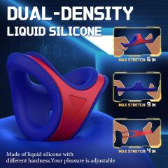 2in1 Silicone Blue+Red Penis Ring Cock Ring Set with Retailling Box