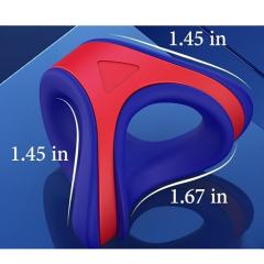 2in1 Silicone Blue+Red Penis Ring Cock Ring Set with Retailling Box