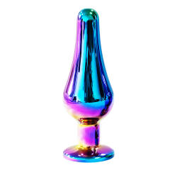 3.70 Inch Rainbow Metal Butt Plug with Gift Box
