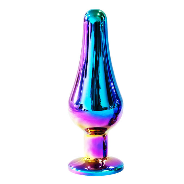 3.70 Inch Rainbow Metal Butt Plug with Gift Box