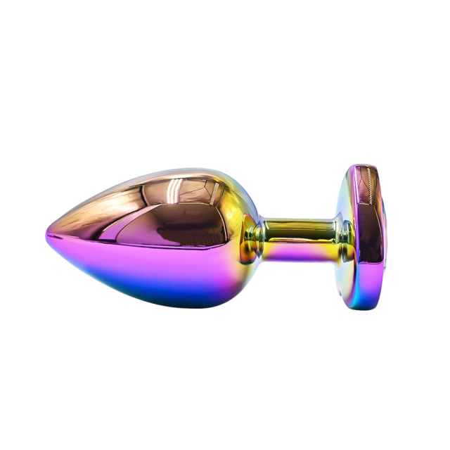2.76 Inch Rainbow Metal Butt Plug with Heart-Shaped Base and Gift Box