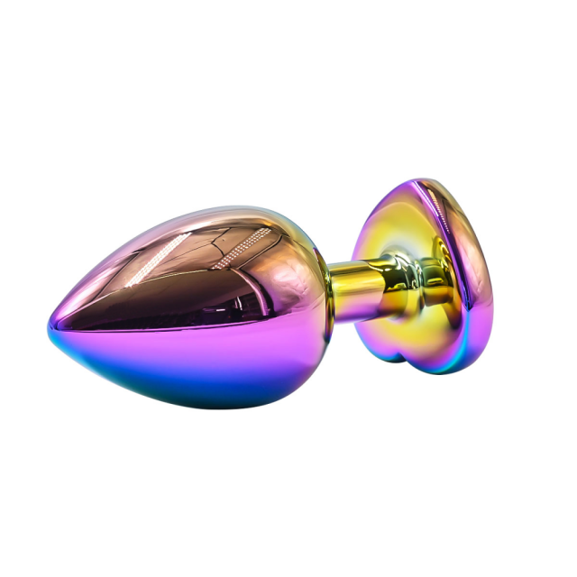 2.76 Inch Rainbow Metal Butt Plug with Heart-Shaped Base and Gift Box