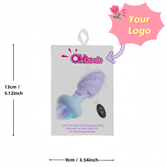 Customizable 10-Mode Blue & Purple Rotating & Vibrating Anal Plug – Light-Up Petal Tip, Waterproof Rechargeable Silicone, Remote Controlled