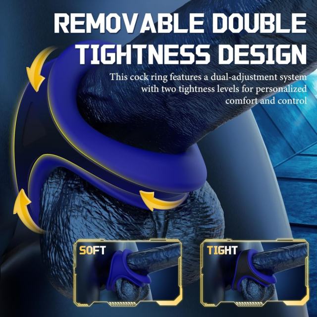 2in1 Silicone Blue+Black Penis Ring Cock Ring Set with Retailling Box