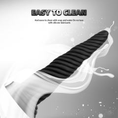7.88 Inch Black Spiral Silicone Dildo with Suction Cup