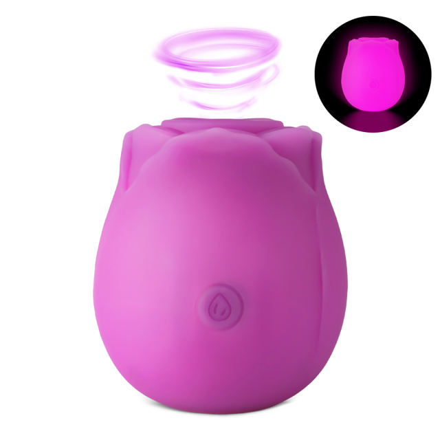 Customizable Glow-in-the-Dark 10-Function Purple Silicone Rechargeable Clitoral Sucking Rose Sex Toy