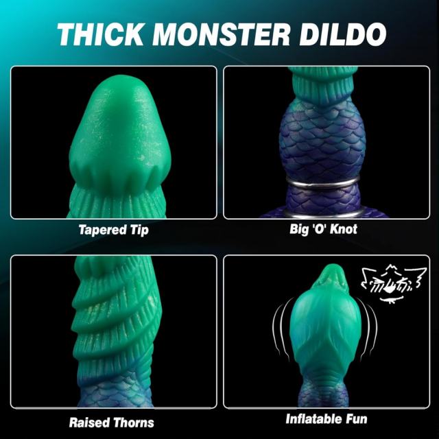 7.49'' Multicolor Inflatable Silicone Huge Thick Dildo with Girth Expansion and Strong Suction Cup