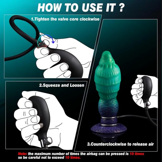 7.49'' Multicolor Inflatable Silicone Huge Thick Dildo with Girth Expansion and Strong Suction Cup