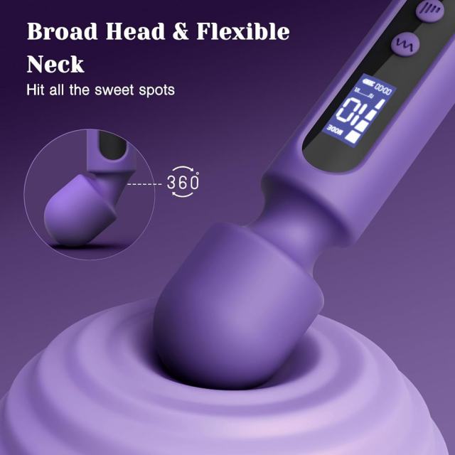 6.7 Inch 10-Speed Purple Waterproof Rechargeable Silicone Wand Massager with 3 Attachments