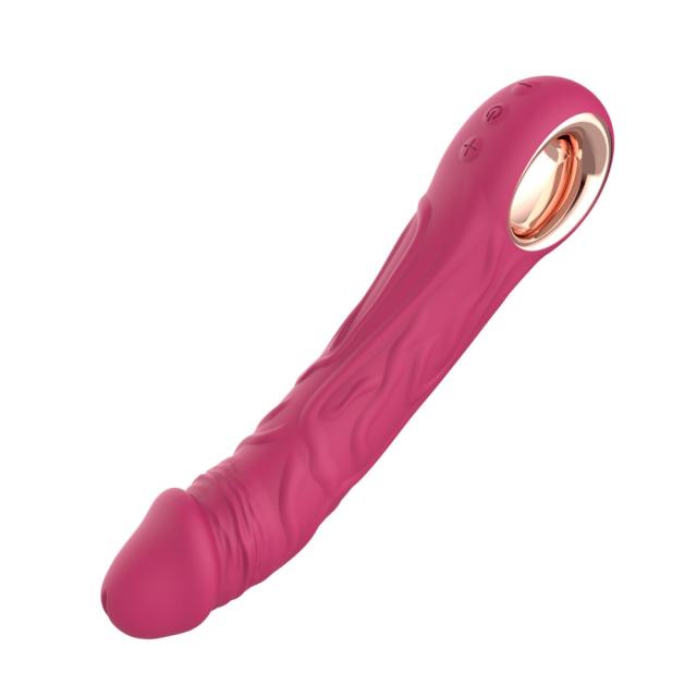 8.87 Inch Magenta 10-Mode Waterproof Rechargeable Vibrating Silicone Dildo