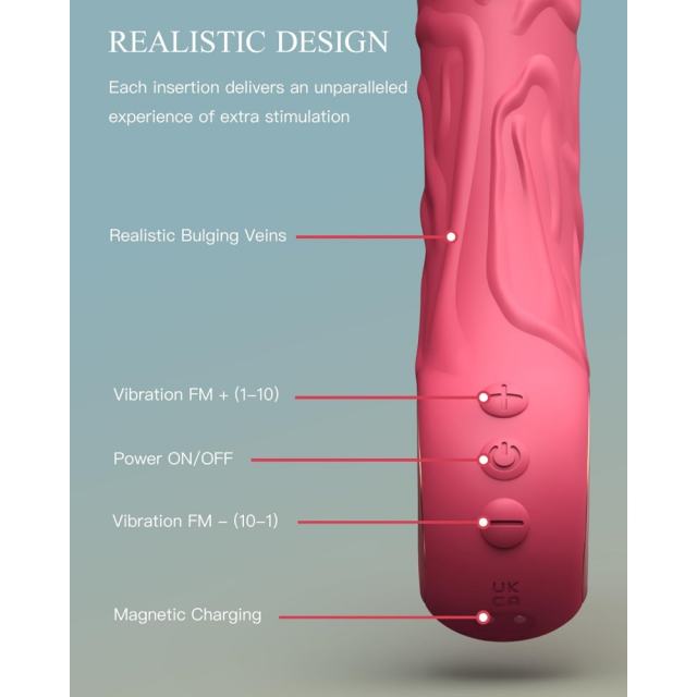 8.87 Inch Magenta 10-Mode Waterproof Rechargeable Vibrating Silicone Dildo