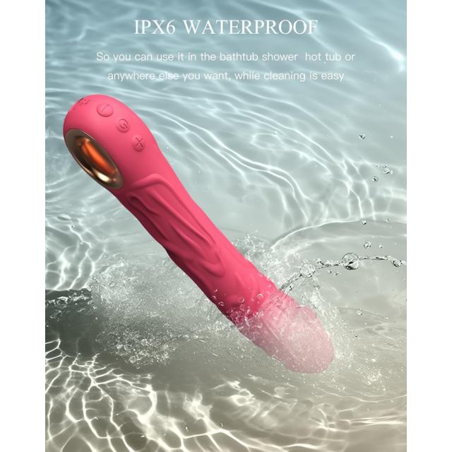 8.87 Inch Magenta 10-Mode Waterproof Rechargeable Vibrating Silicone Dildo