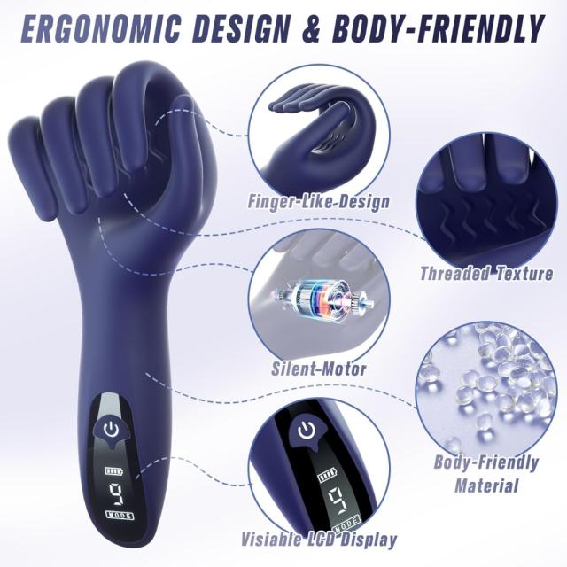 Futuristic Hand-Shaped Male Vibrator – 9-Speed Stroker with Digital Display, Magnetic Charging, Waterproof