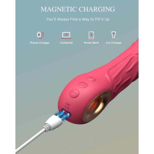 8.87 Inch Magenta 10-Mode Waterproof Rechargeable Vibrating Silicone Dildo