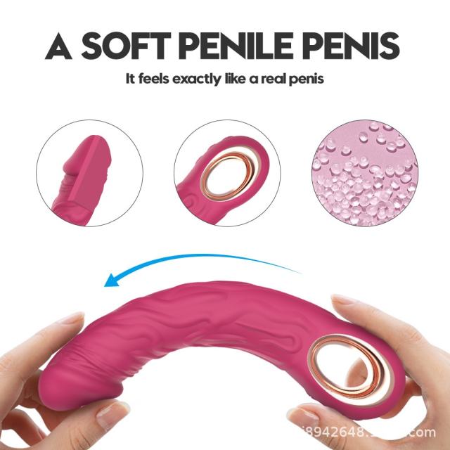 8.87 Inch Magenta 10-Mode Waterproof Rechargeable Vibrating Silicone Dildo