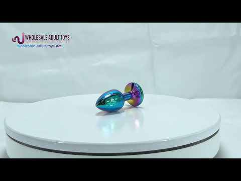 Customizable 2.76 Inch Rainbow Metal Butt Plug with Gift Box