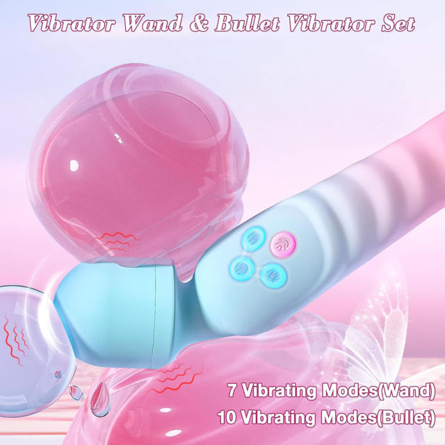 8.87 Inch 10-Speed Blue & Pink Waterproof Rechargeable Wand Massager with Heating Function