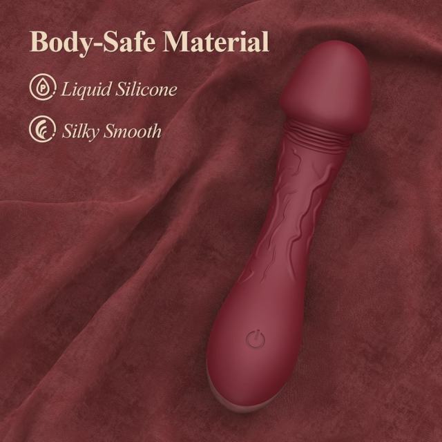 4.73 Inch 10-Mode Red Waterproof Rechargeable Realistic Silicone Vibrator