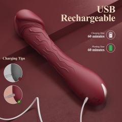 4.73 Inch 10-Mode Red Waterproof Rechargeable Realistic Silicone Vibrator