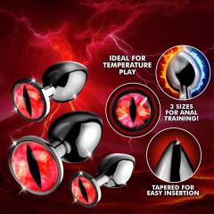 3-Piece Dragon Eye Metal Anal Plug Set – Tapered Design, 3 Sizes for Anal Training