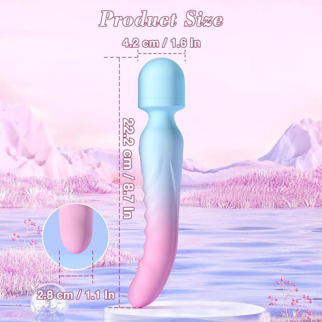 8.87 Inch 10-Speed Blue & Pink Waterproof Rechargeable Wand Massager with Heating Function