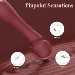 4.73 Inch 10-Mode Red Waterproof Rechargeable Realistic Silicone Vibrator