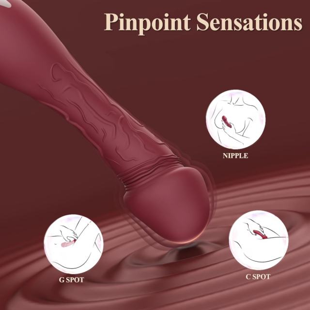 4.73 Inch 10-Mode Red Waterproof Rechargeable Realistic Silicone Vibrator