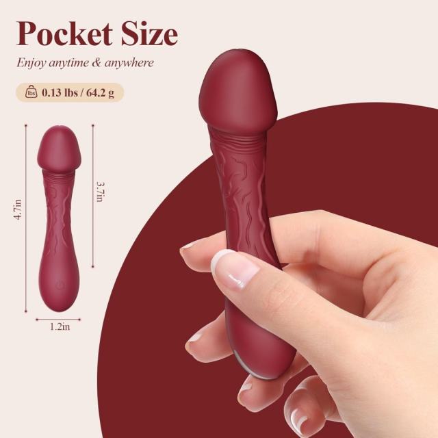 4.73 Inch 10-Mode Red Waterproof Rechargeable Realistic Silicone Vibrator