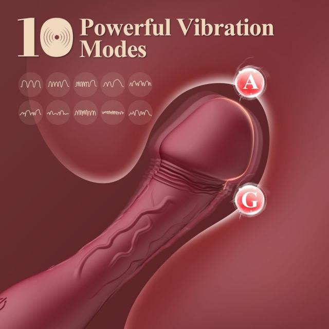 4.73 Inch 10-Mode Red Waterproof Rechargeable Realistic Silicone Vibrator