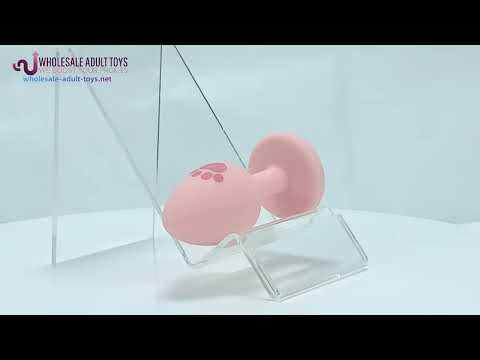 2.76 Inch Pink Silicone Anal Plug with Cat Paw Design and Pink Gem Base with Gift Box